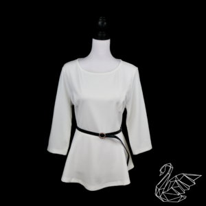 Allegra K. Women’s 3/4 Sleeve Belted Elegant Business Peplum Top