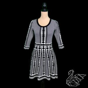 Nina Leonard Geometric Print Sweater Dress